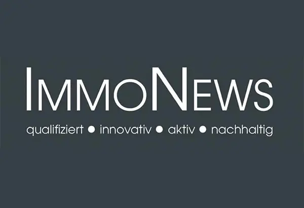 Schriftzug ImmoNews – qualifiziert, innovativ, aktiv, nachhaltig